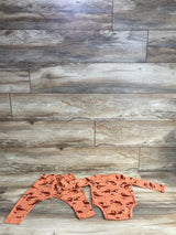 Old Navy 2pc Dinosaur Waffle Knit Bodysuit & Bottoms Set Coral sz 18-24m
