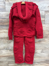 Valabasas Play 2pc Oversized Knit Sweater & Joggers Set Red sz 3-4T