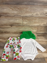 3pc Grinch Plush Vest & Bodysuit Set White sz 6-12m