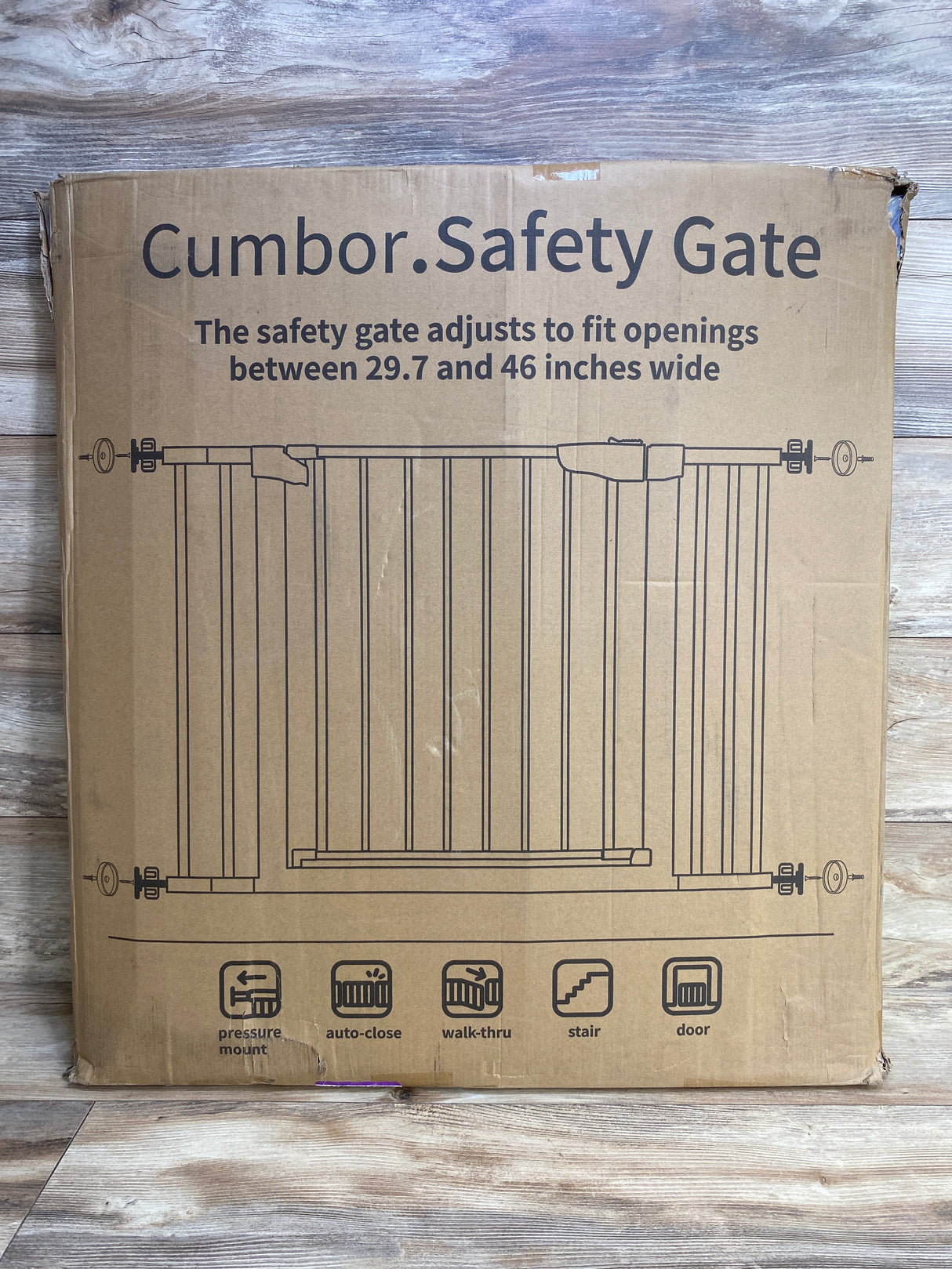 NEW Cumbor 29.7-46" Baby Safety Gate, Silver