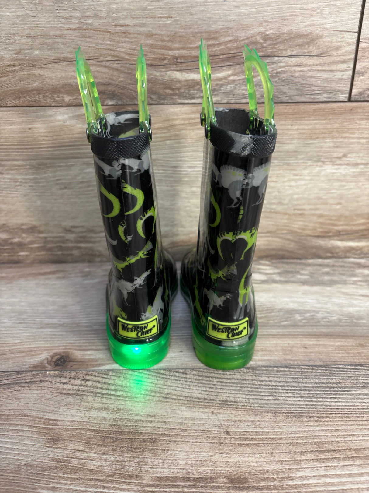 Western Chief Kids Dinosaur Lighted Rain Boots Black sz 9c - Me n Mommy To Be