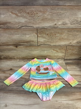 Penelope Mack 2pc Mermaid Rashguard Top & Bikini Bottoms Swim Set sz 4T
