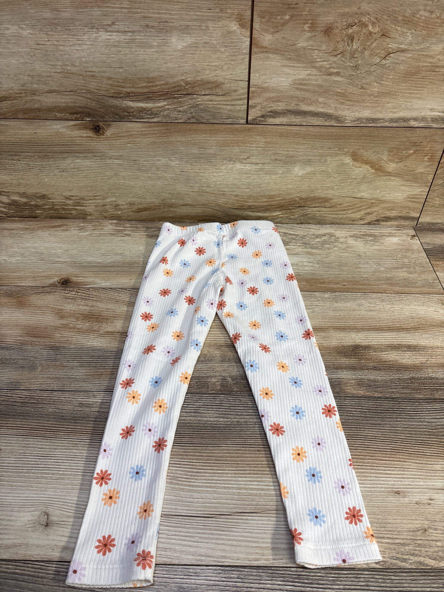Cat & Jack Floral Ribbed Leggings White sz 4T