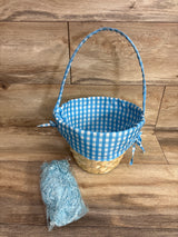 NEW 9" Easter Basket with Blue Gingham Lining & Blue Grass