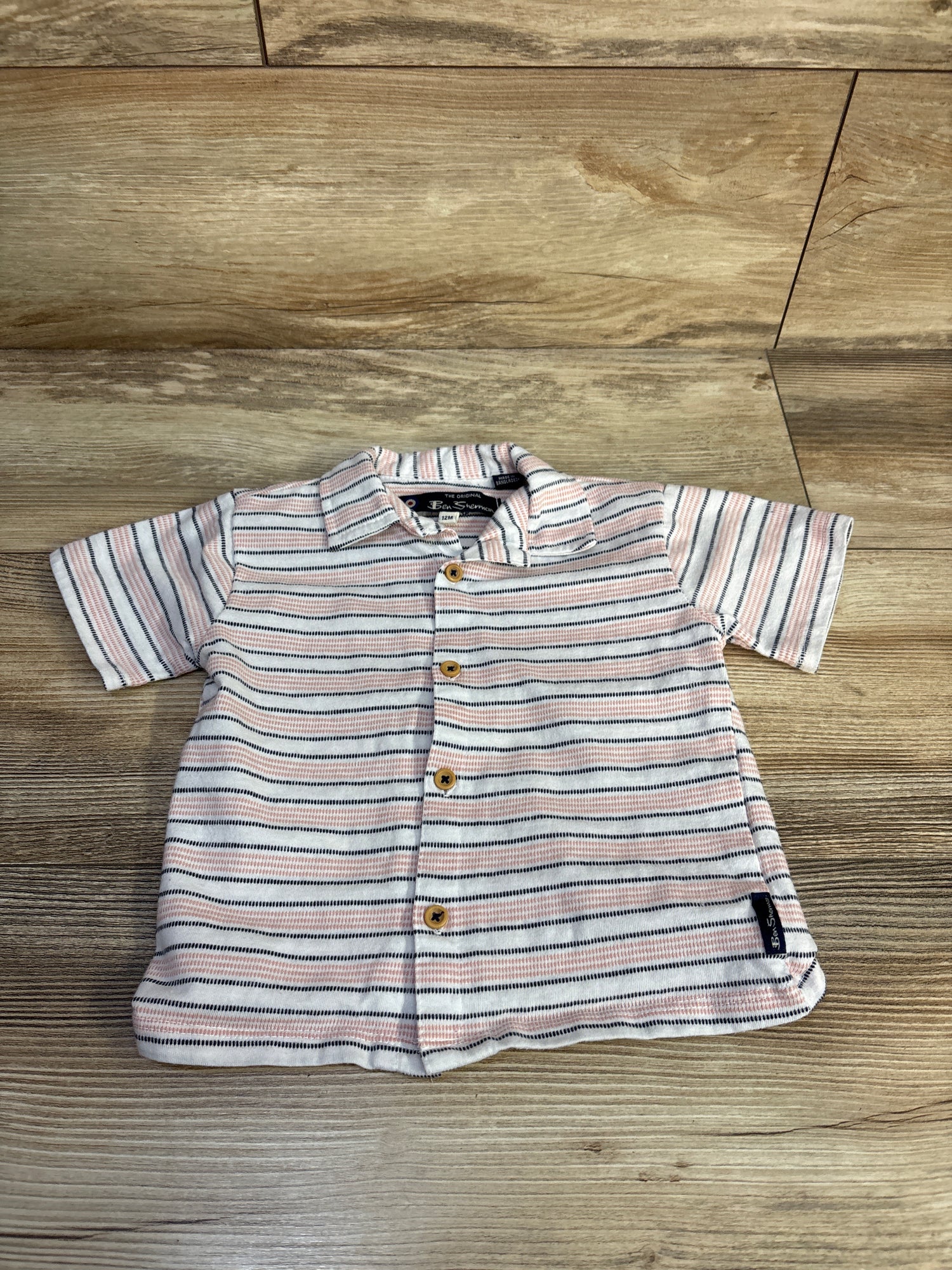 Ben Sherman Striped Button-Up Shirt White sz 12m