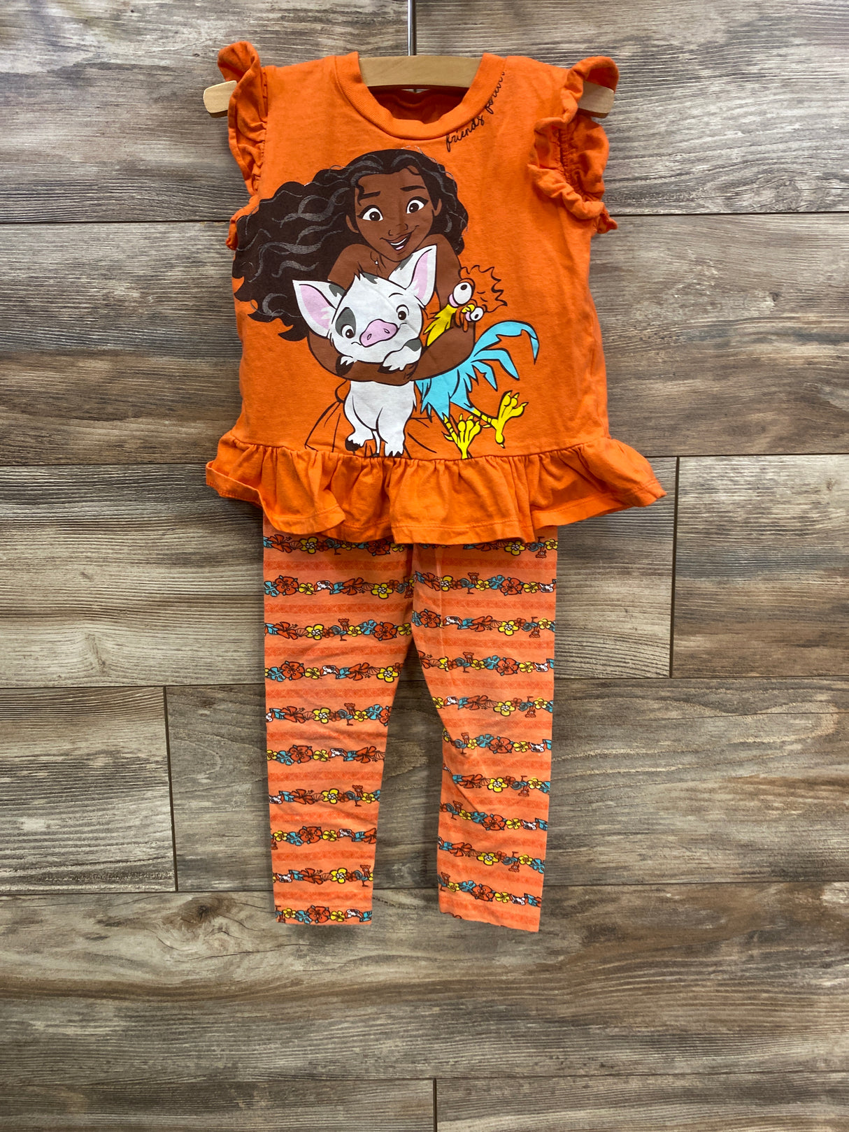Disney Princess Moana Graphic T-Shirt and Leggings Set Orange sz 3T