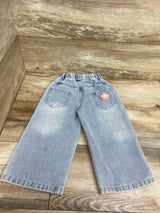 Shein Floral Applique Pull-On Jeans Blue sz 18-24m