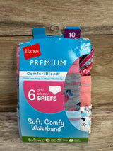 NEW Hanes Girls' Tagless Briefs 6pk sz 10