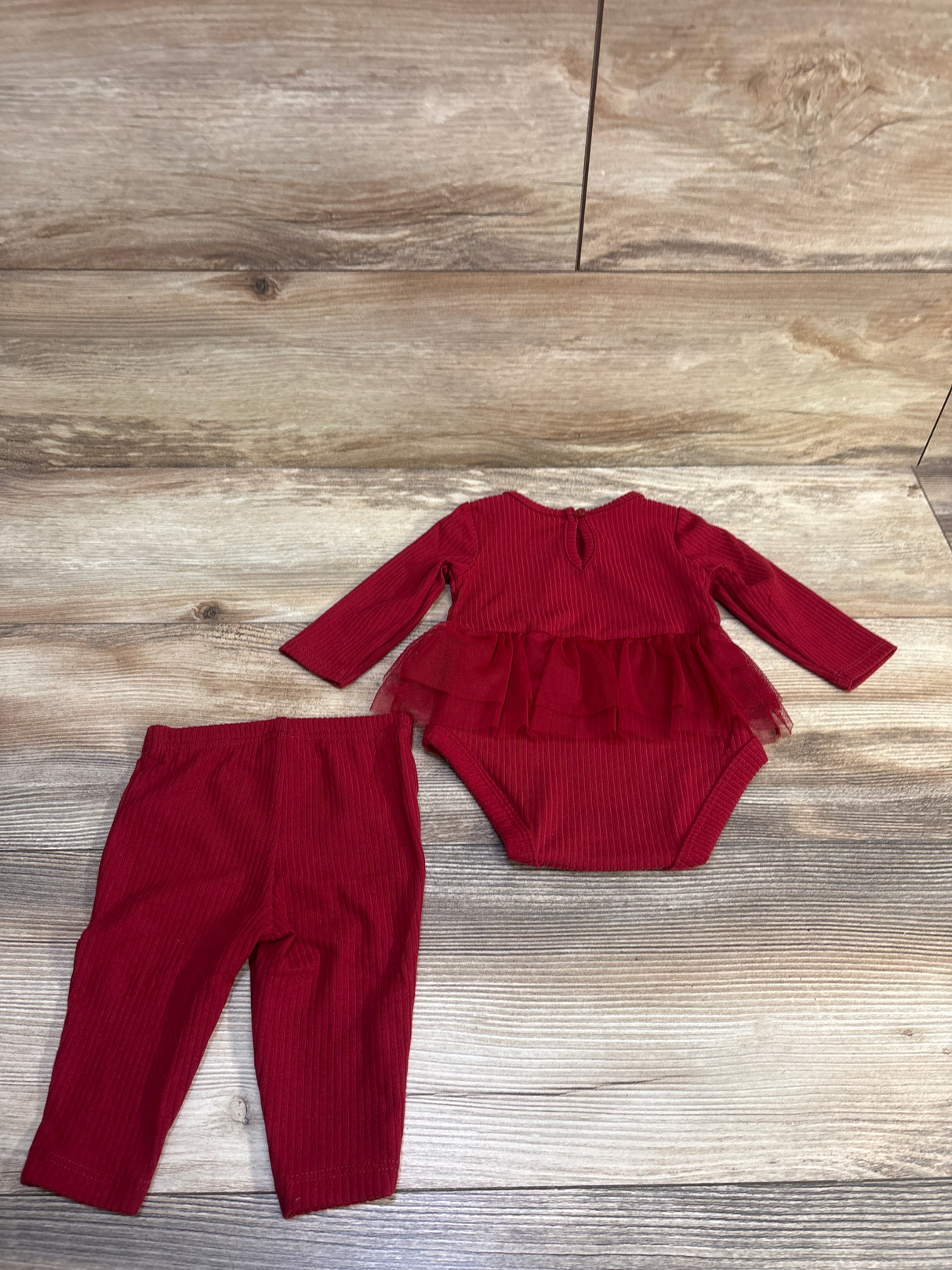 Carter's 2pc Skirted Ribbed Bodysuit & Pants Set Red sz 3m