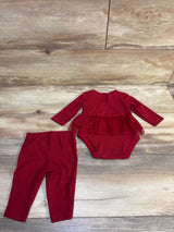 Carter's 2pc Skirted Ribbed Bodysuit & Pants Set Red sz 3m