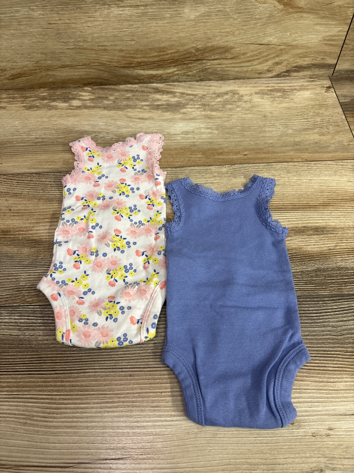 Simple Joys 2pk Lace Trim Tank Bodysuits Blue sz Preemie