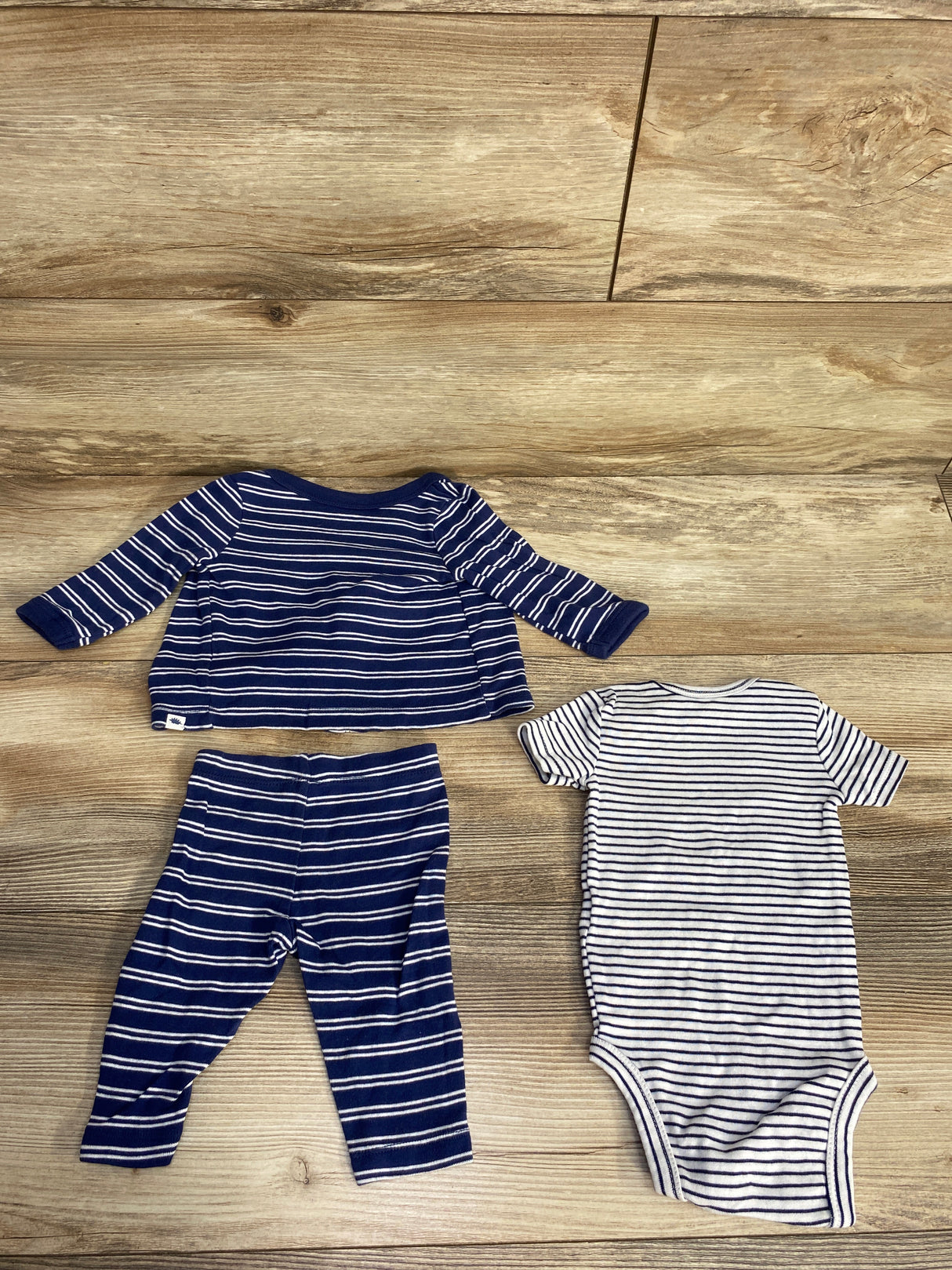 Carter's 3pc Striped Cardigan Set Navy sz 3m