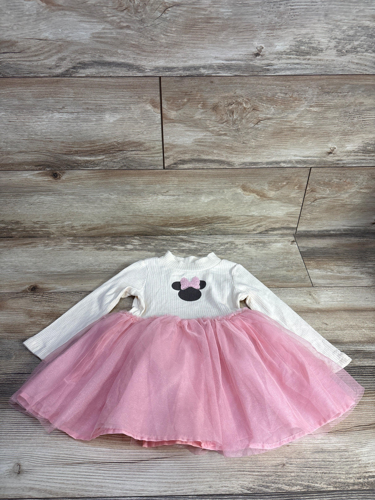 Disney Junior Ribbed Tulle Long Sleeve Dress Cream sz 18m