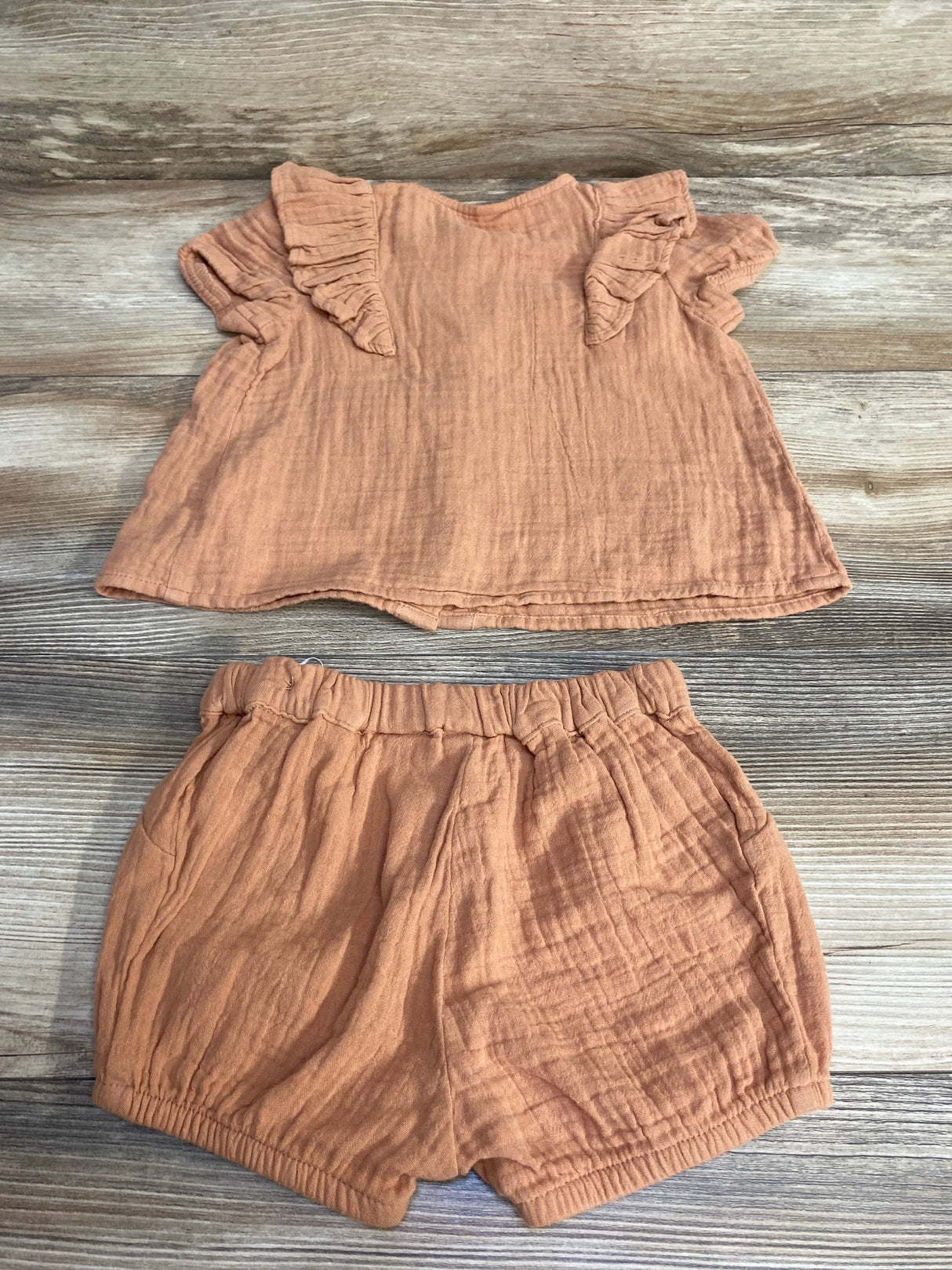 H&M 2pc Button Front Top & Shorts Orange sz 9m
