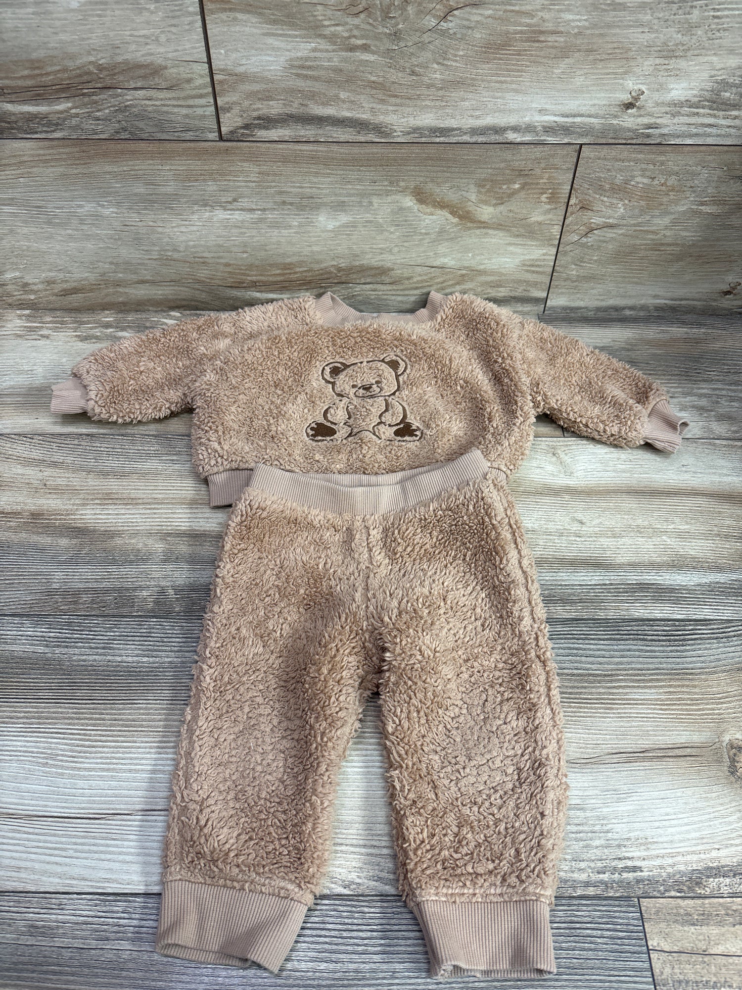 Cat & Jack 2pc Faux Fur Pullover Sweatshirt & Joggers Brown sz 6-9m