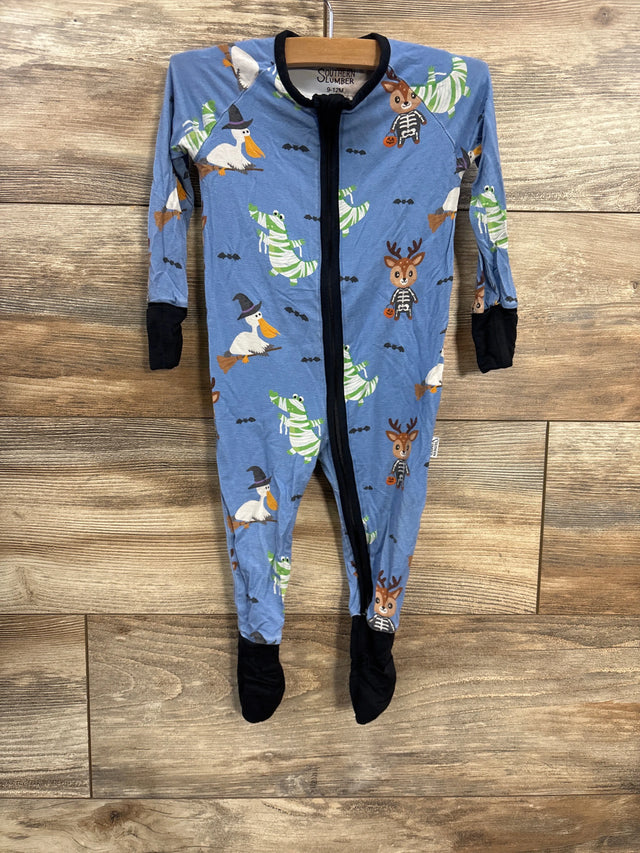 Southern Slumber Spooky Season Halloween Footie Pajamas Blue sz 9-12m - Me n Mommy To Be