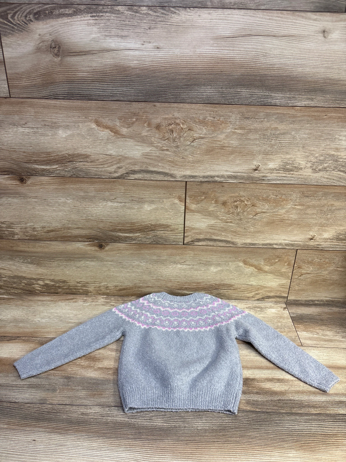 Cat & Jack Fair Isle Pullover Knit Sweater Grey sz 4T