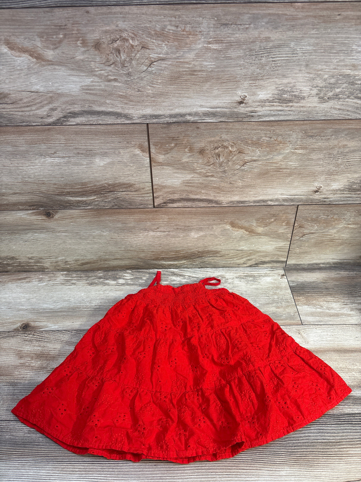 Cat & Jack Eyelet Tiered Dress Red sz 18m