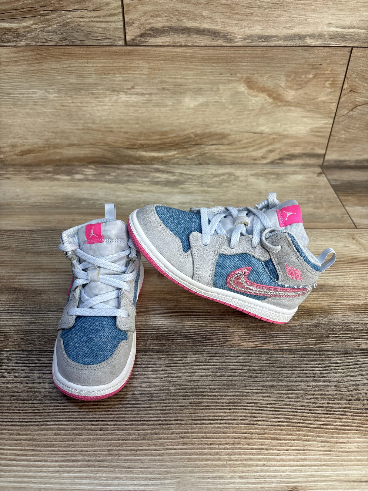 Air Jordan 1 Mid SE TD 'Denim Sequin' Sneakers sz 10c