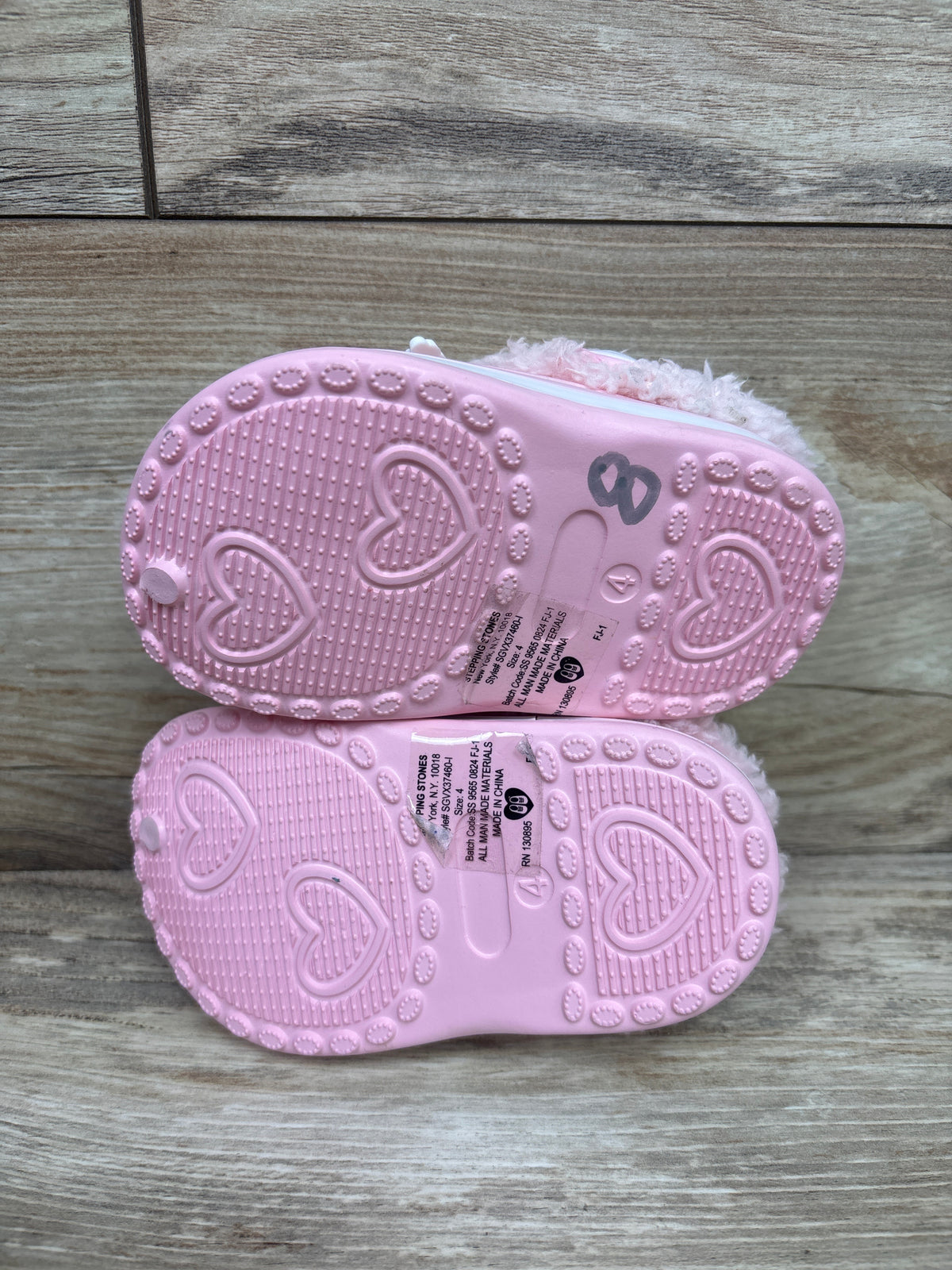 Stepping Stones Fur-Lined Heart Clogs Pink sz 4c