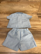 Shein 2pc Button Up Shirt & Shorts Set Light Blue sz 3-6m