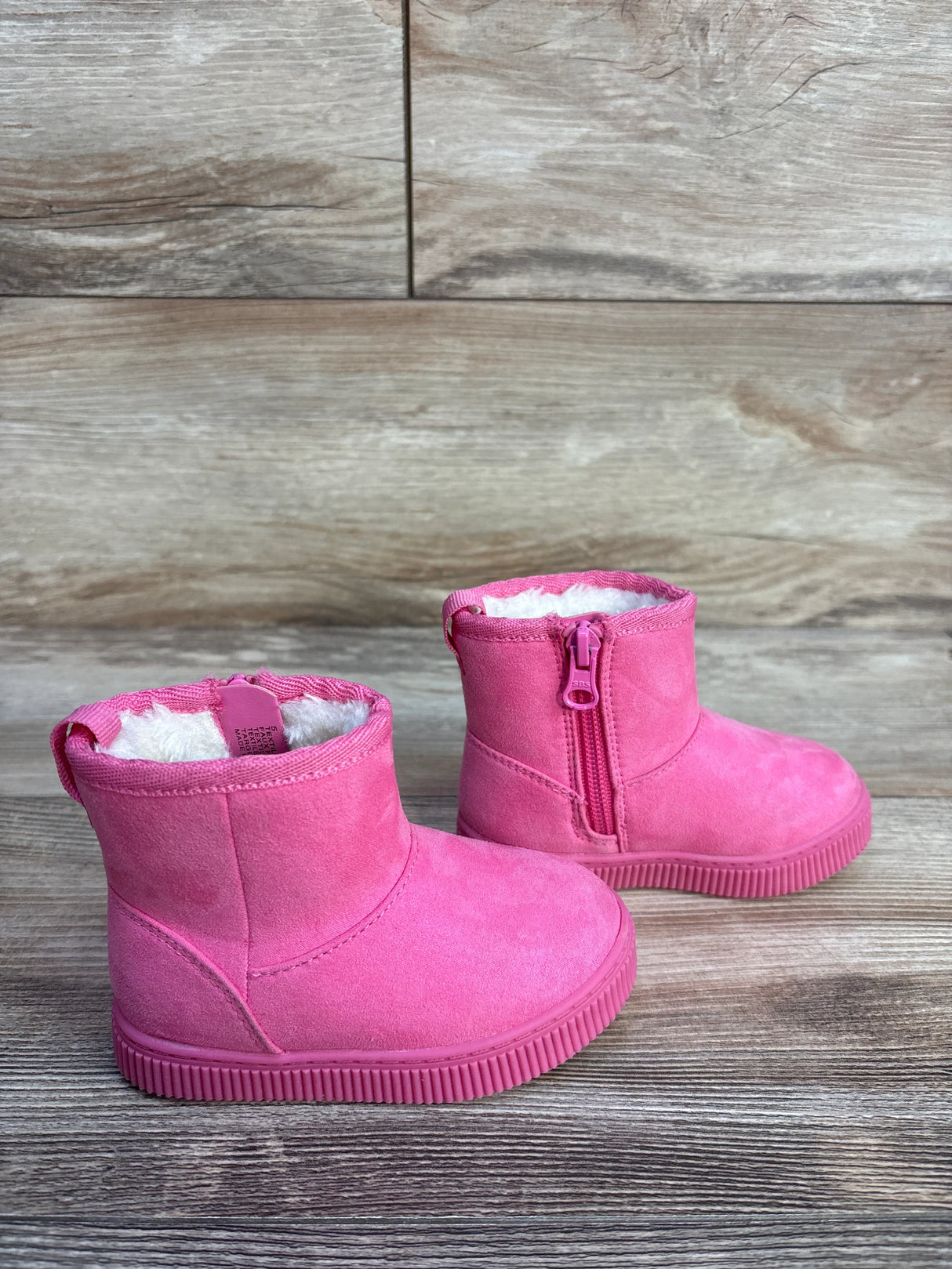 Cat & Jack Faux Fur Lined Ankle Boots Pink sz 5c