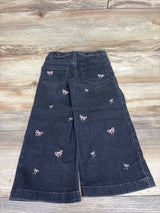 Cat & Jack Embroidered Bow Wide Leg Jeans Black sz 4T