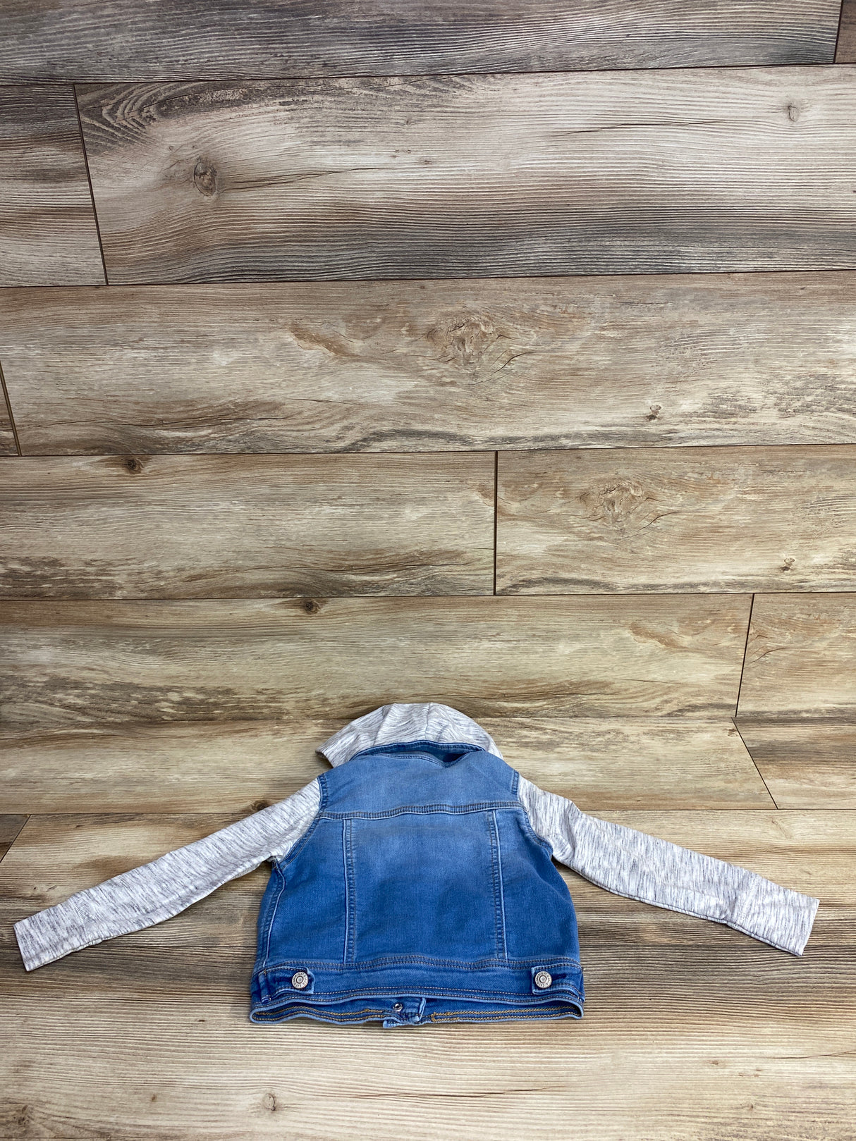 Cat & Jack Hooded Medium Wash Denim Jacket Grey sz 4T