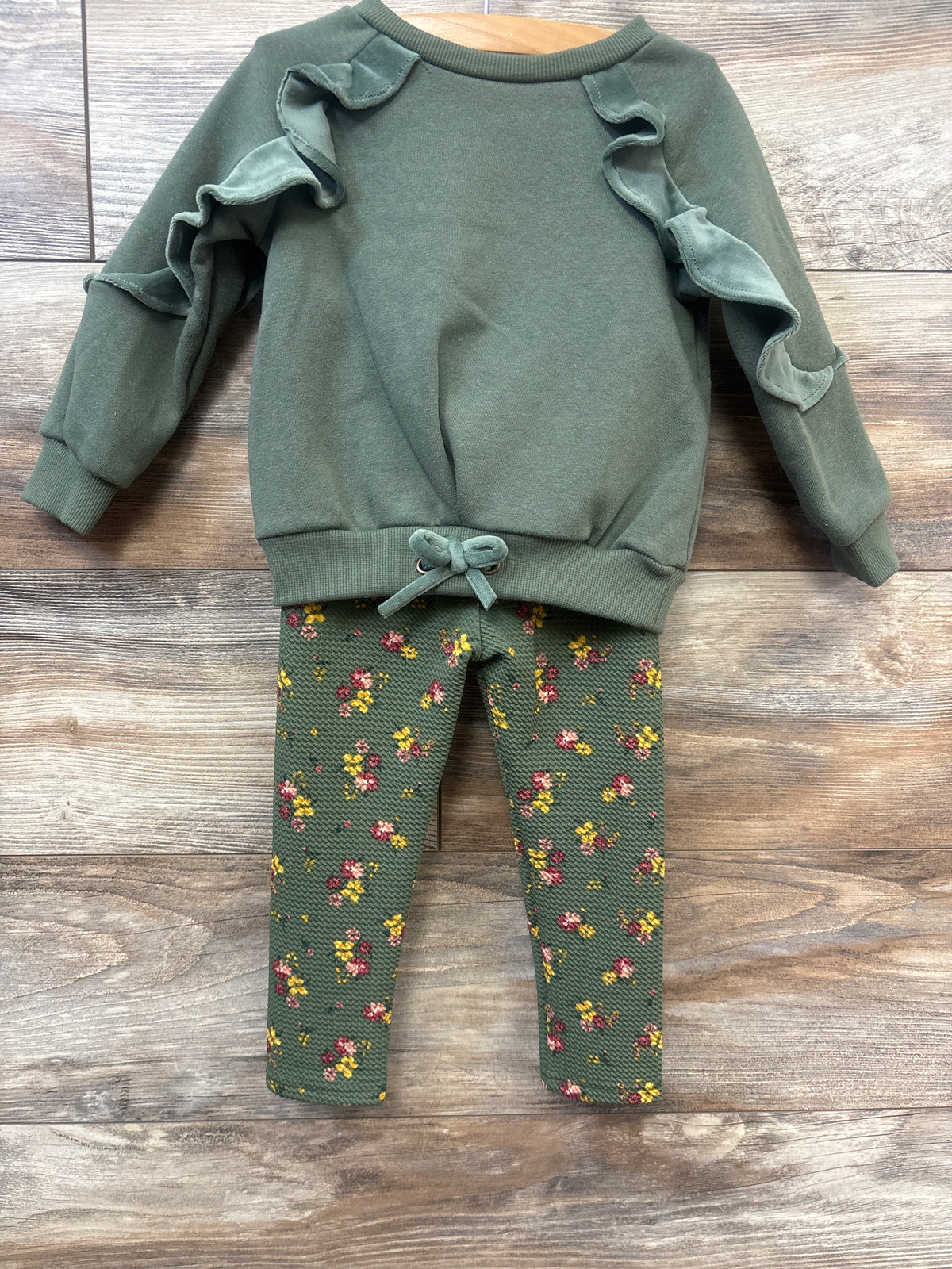 Blueberi Boulevard 2pc Pullover Sweatshirt & Pants Set Green sz 2T