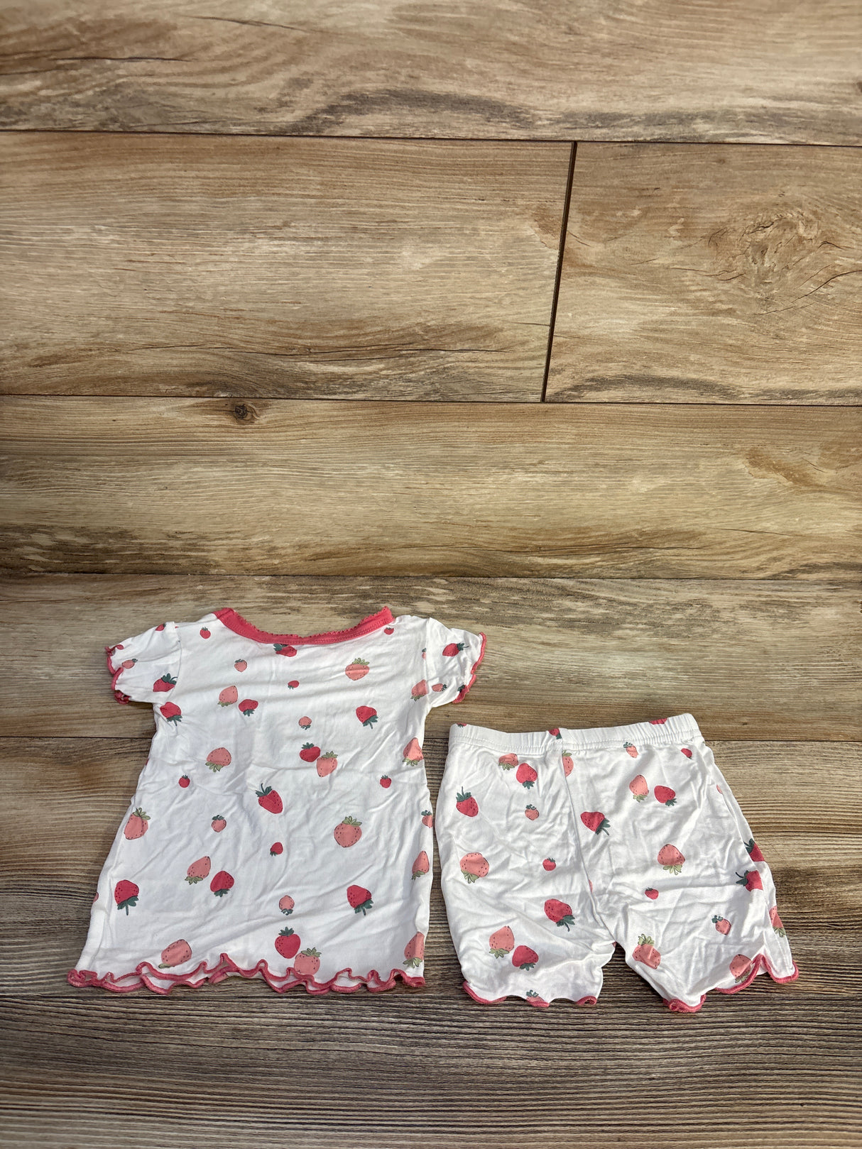 Milkberry 2pc Bamboo Strawberry Pajama Set White sz 12m