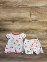 Milkberry 2pc Bamboo Strawberry Pajama Set White sz 12m