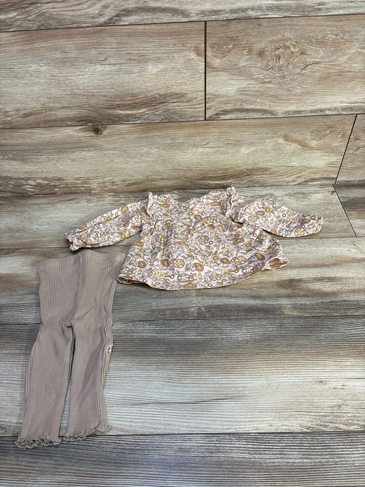 Chickpea 2pc Floral Shirt & Ribbed Floral Leggings Pink sz 6-9m
