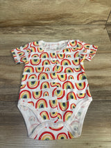 Baby On Board Rainbow Button-Front Bodysuit White sz 6/9m