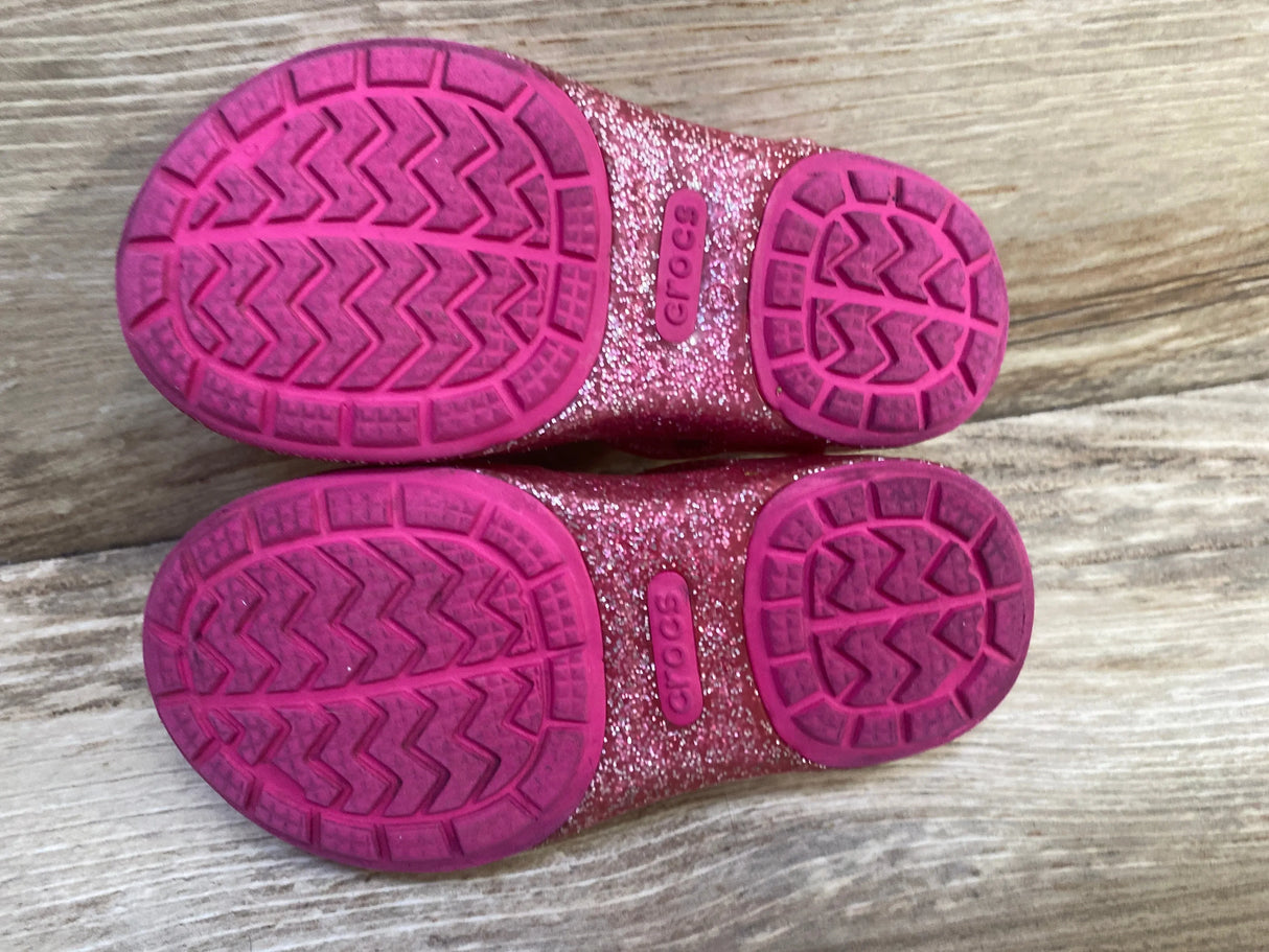 Crocs Isabella Charm Jelly Sandals Glittery Pink sz 8c