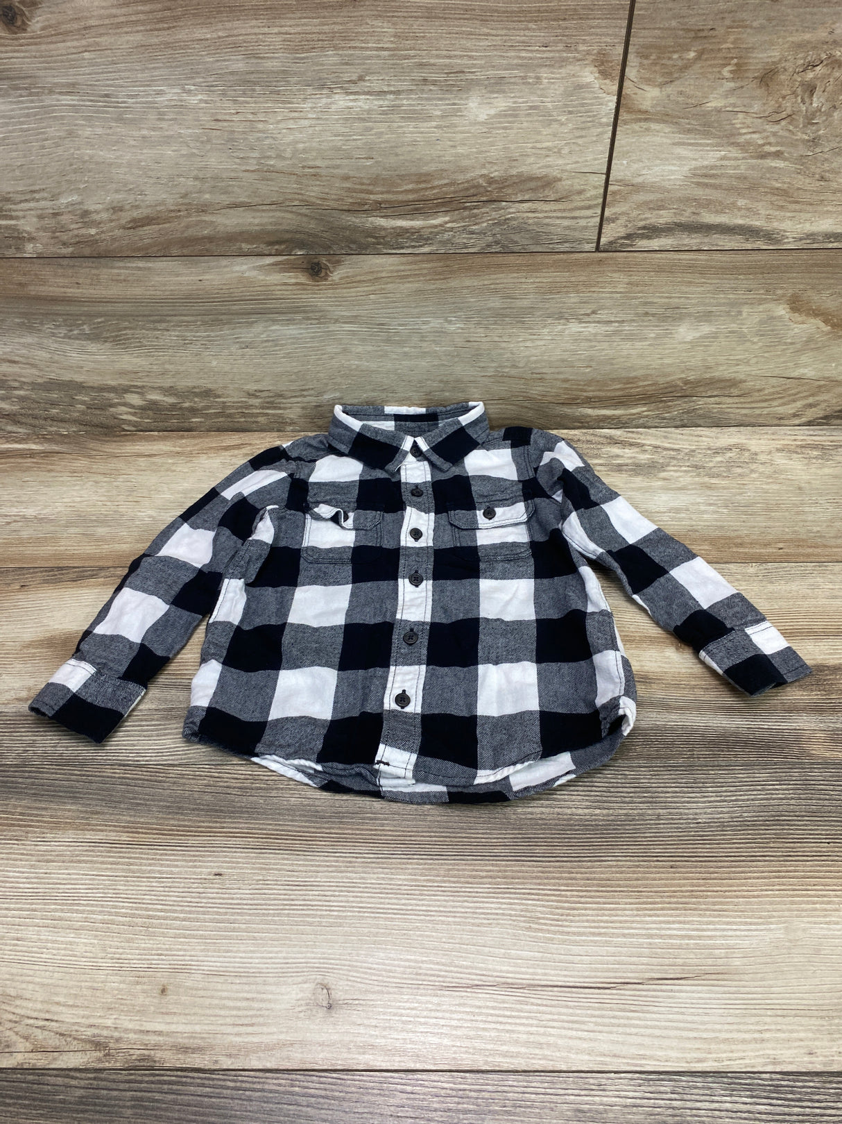 Old Navy Plaid Flannel Shirt White/Black sz 4T