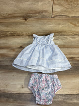 Draper James 2pc Striped Ruffle Dress & Floral Bloomers Set Blue sz 6/9m
