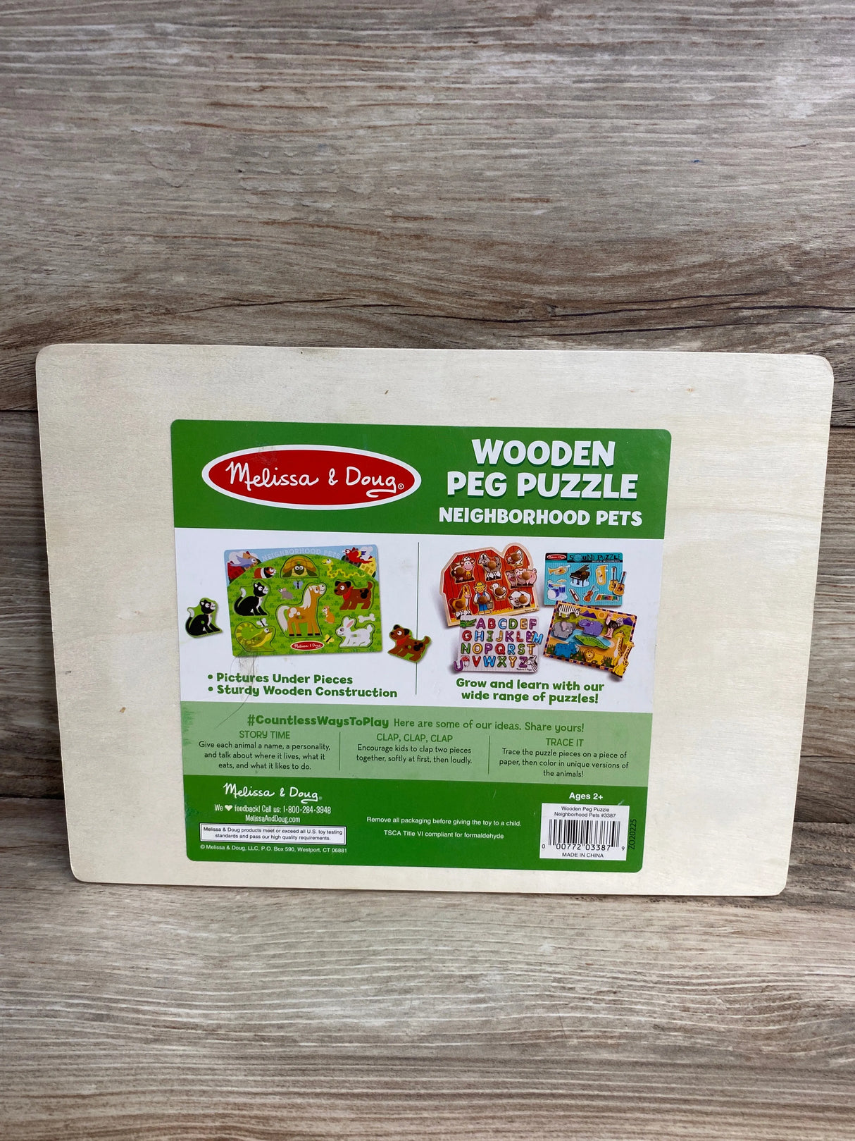 Melissa & Doug Neighborhood Pets Wooden Peg Puzzle 6Pc