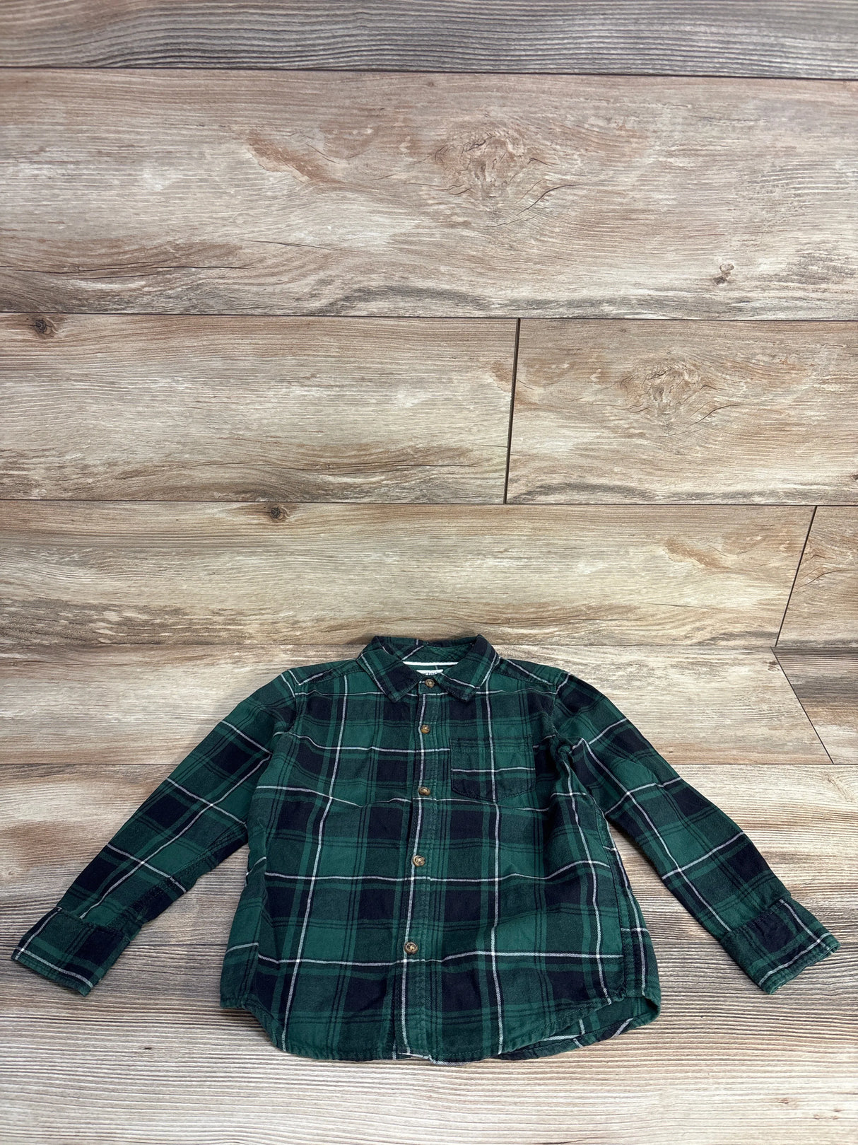 Carter's Button Up Plaid Shirt Green sz 4T