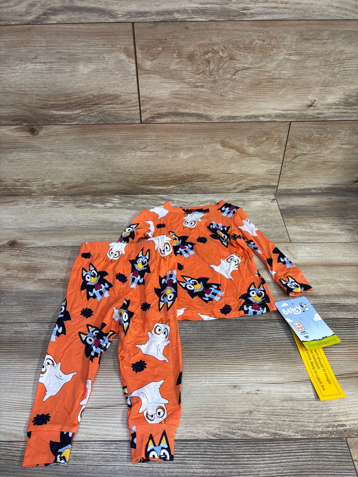 NEW Bluey Long Sleeve Halloween Viscose 2Pc Pajama Set Orange sz 18m