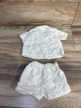 Cloud Island 2pc Gauze Button Up Shirt & Shorts Beige sz 0-3m