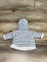 H&M Fleece Lined Striped Full Zip Hoodie White sz 0-1m