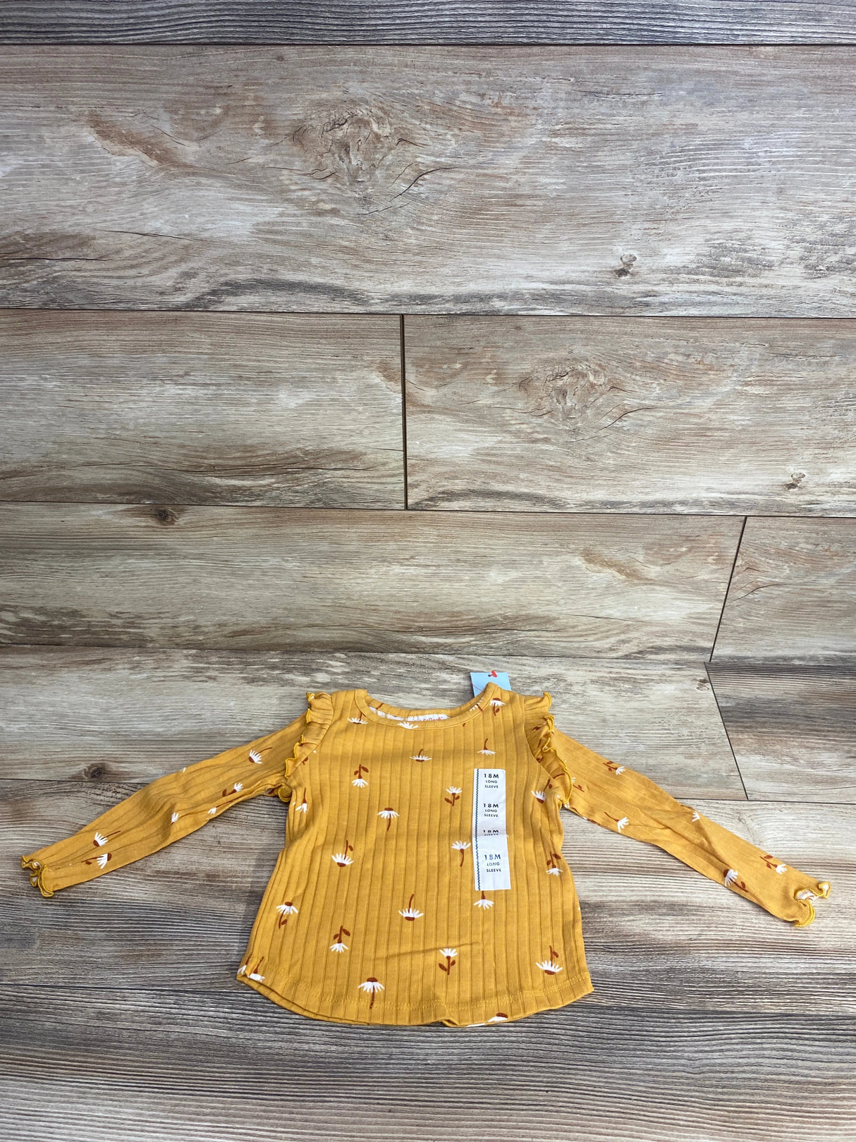 NEW Cat & Jack Ribbed Floral Shirt Yellow sz 18m