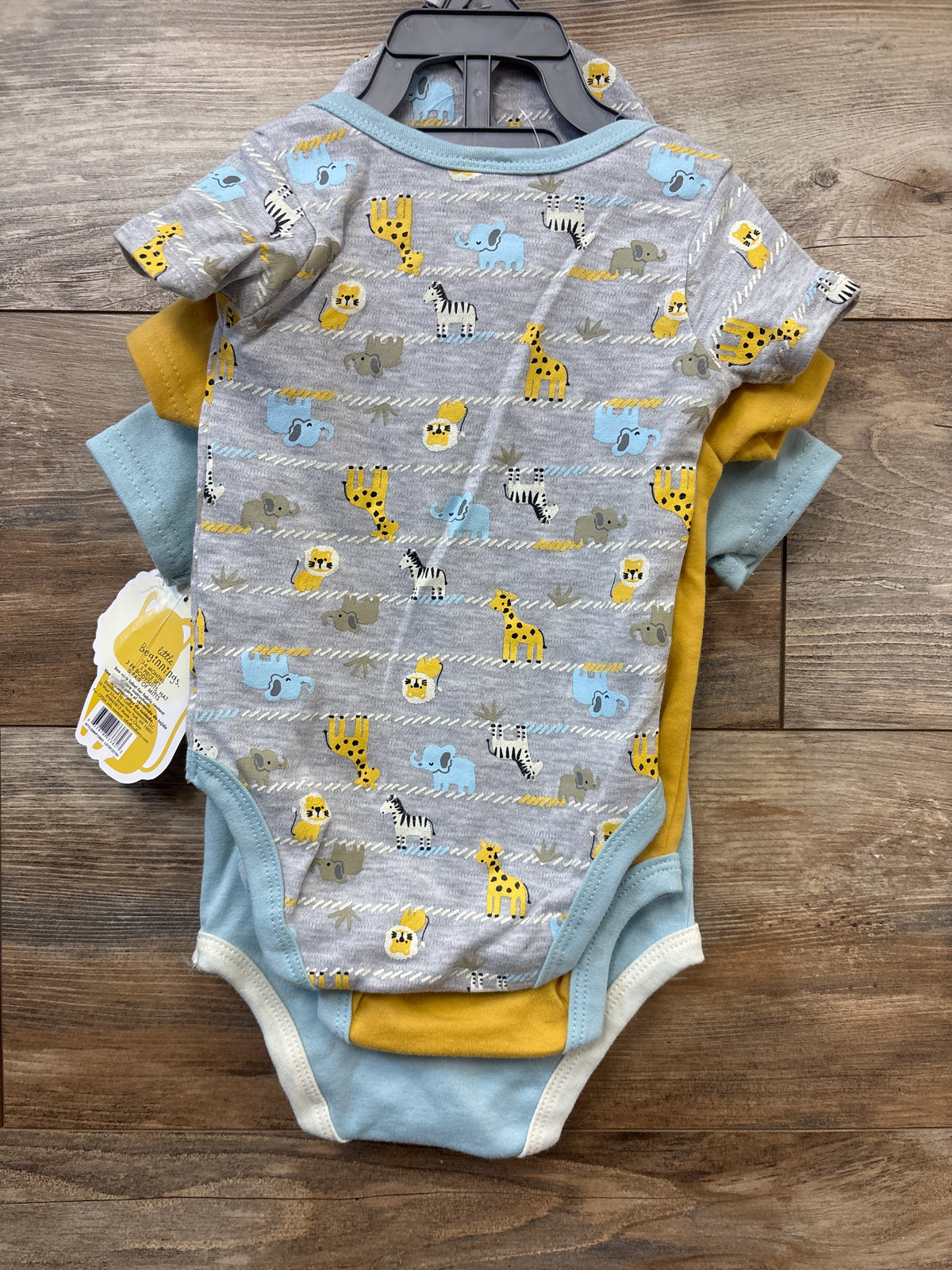 NEW Little Beginnings 5pc Bodysuits, Hat, & Mittens Set Blue sz 3-6m