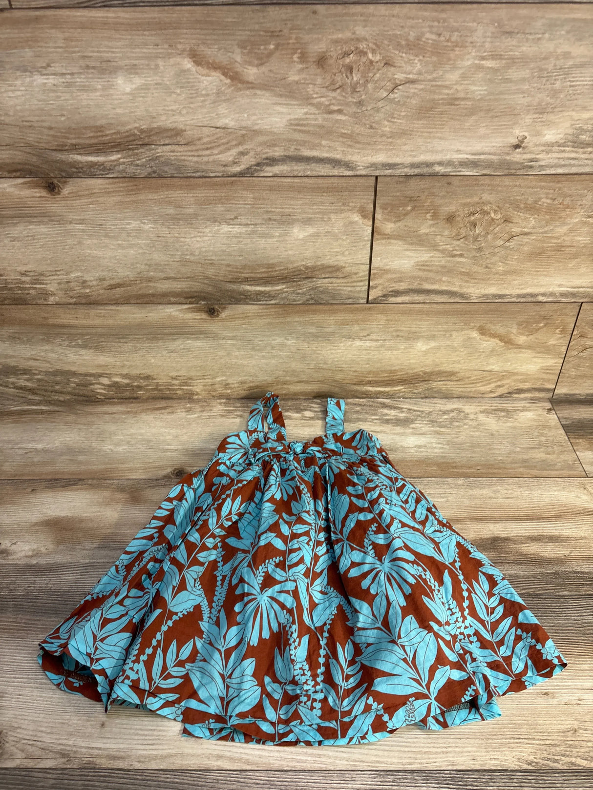 Janie & Jack Tropical Knotted Bow Sundress Teal/Brown sz 4T