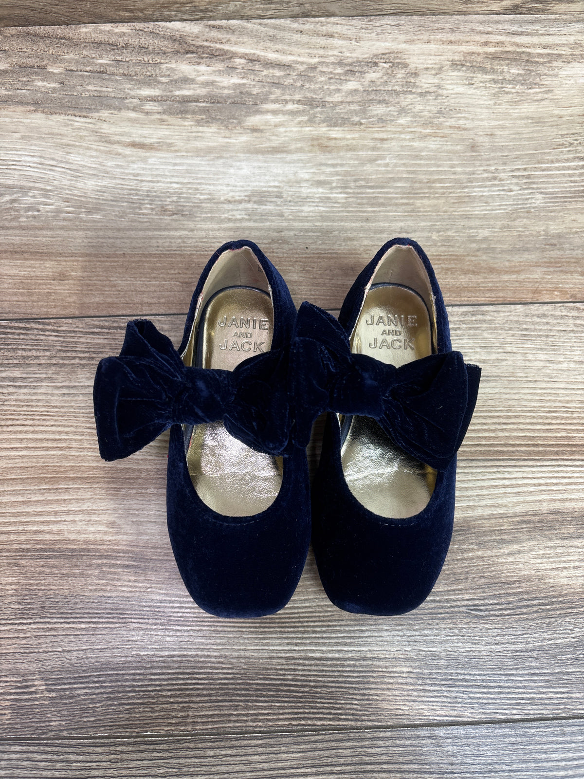 Janie & Jack Velvet Bow Ballet Flats Navy sz 7c