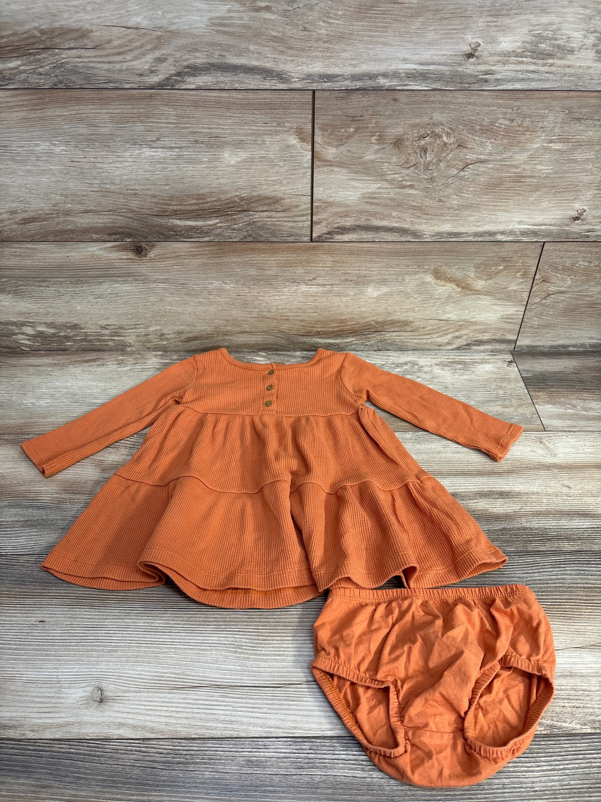 Carter's 2pc Waffle Knit Dress & Bloomers Set Orange sz 18m