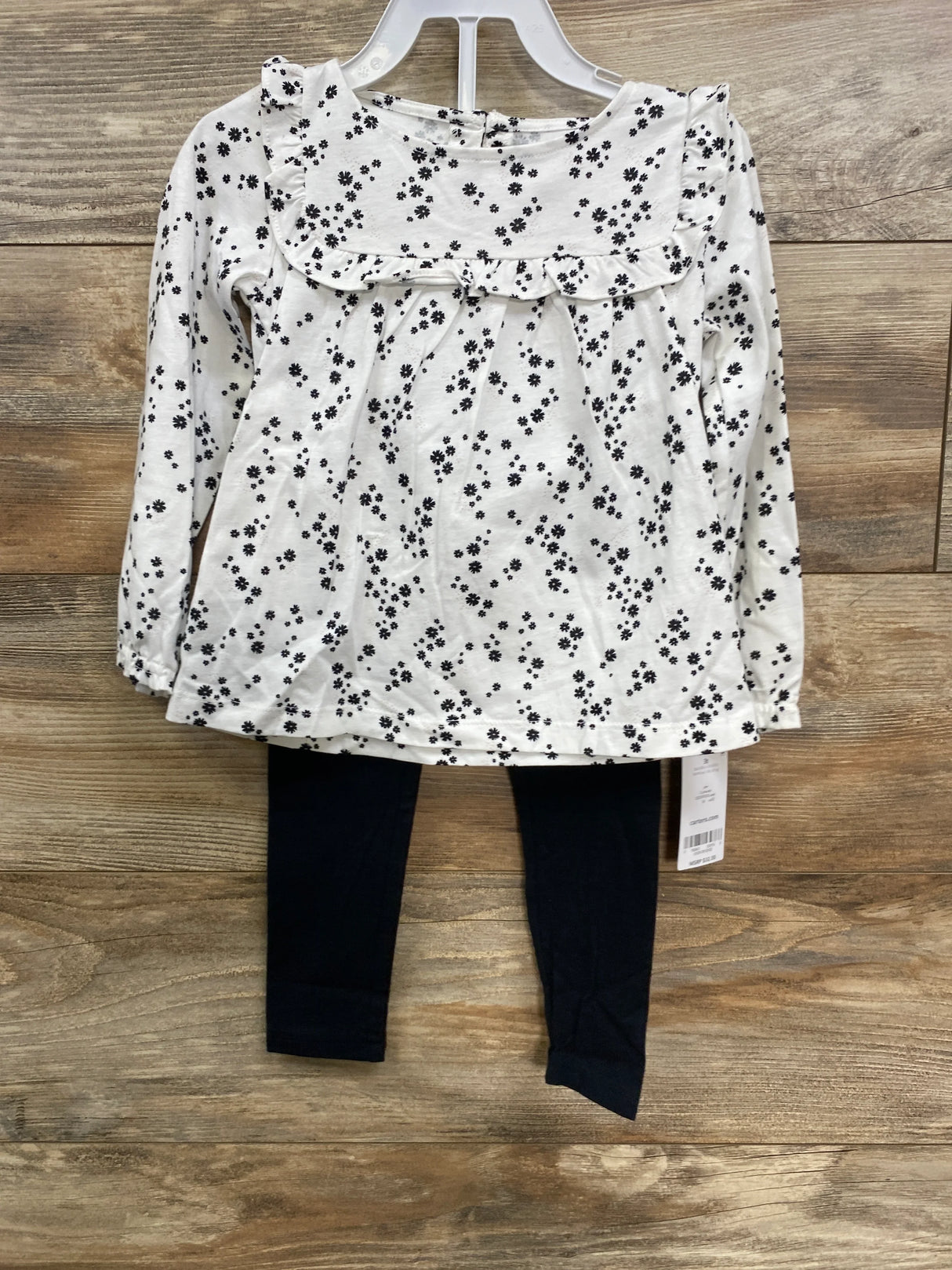 NEW Carter's 2pc Floral Shirt & Leggings Set White sz 3T