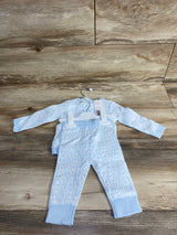 NEW DKNY 2pc Button Front Cardigan & Bottoms Set In Baby Blue sz 6-9m