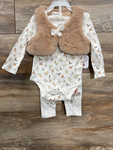 NEW Rene Rofe Baby 3pc Plush Vest & Bodysuit Set White sz 12m