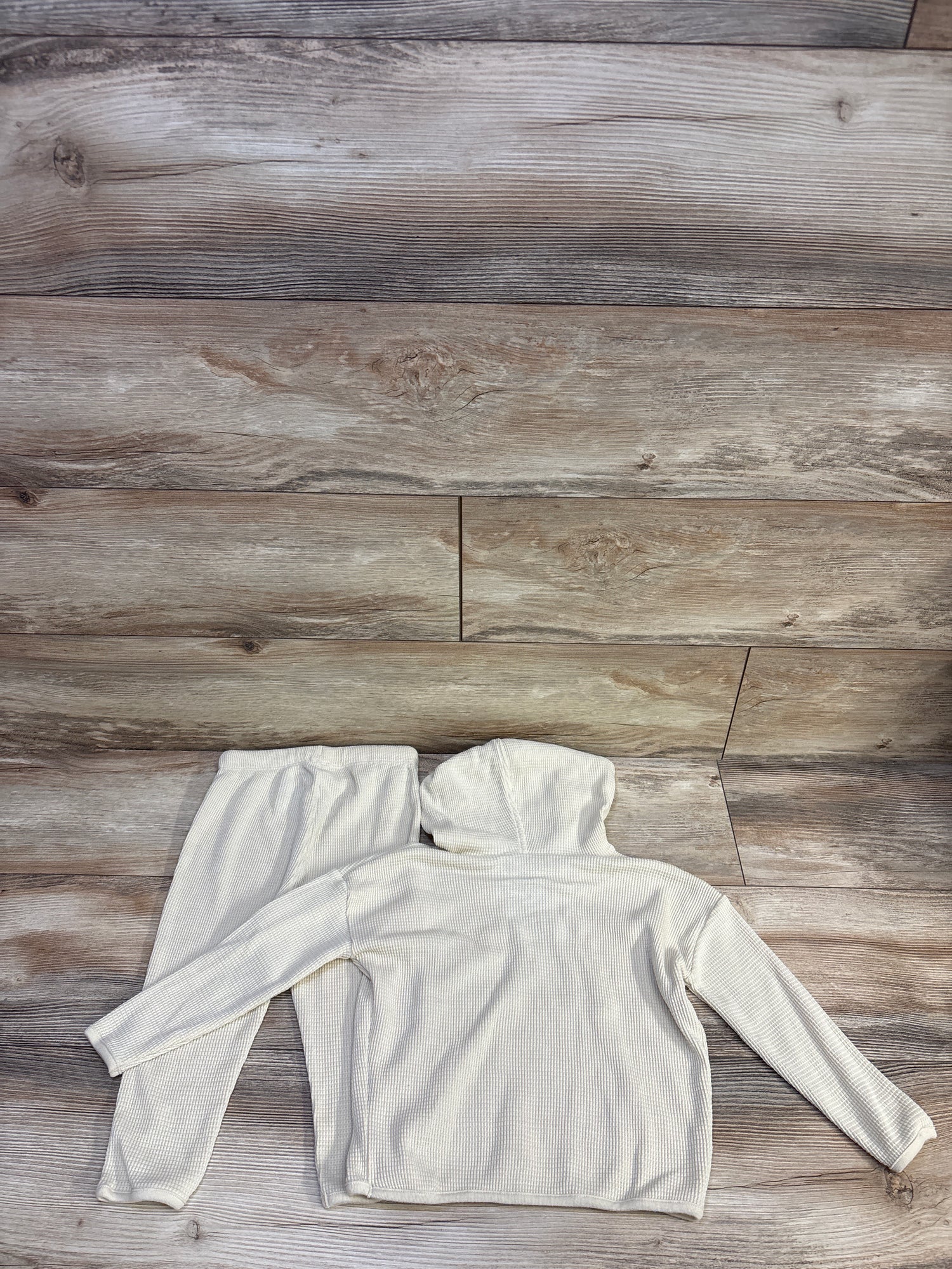 Little Co. 2pc Waffle Knit Hooded Pullover & Pants Set Cream sz 2T